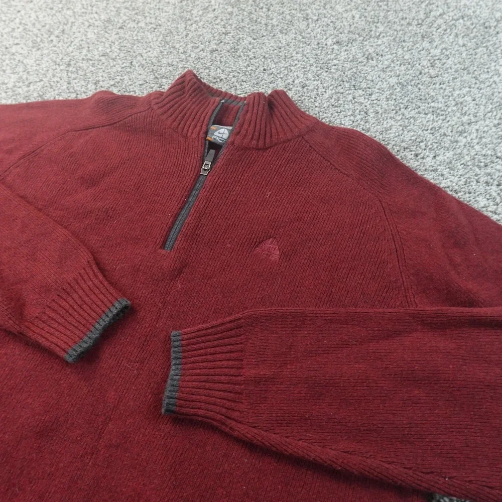VTG Nike Sweater Mens XL Red ACG Lambswool Knit 1/4 Zip Mock‎ Neck Pullover Y2K